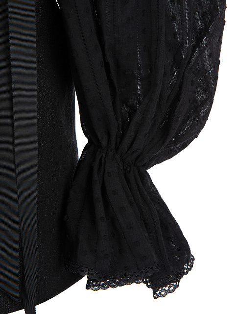 Черное платье-мини из денима с объемными рукавами, 5