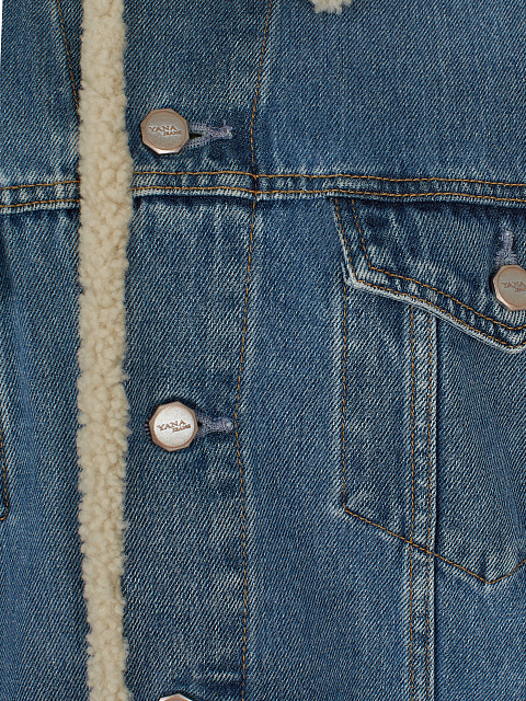 Объемная голубая джинсовая куртка с подкладом из овчины, 6