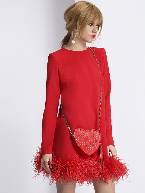 Красная кожаная сумка-сердце в заклепках, 2