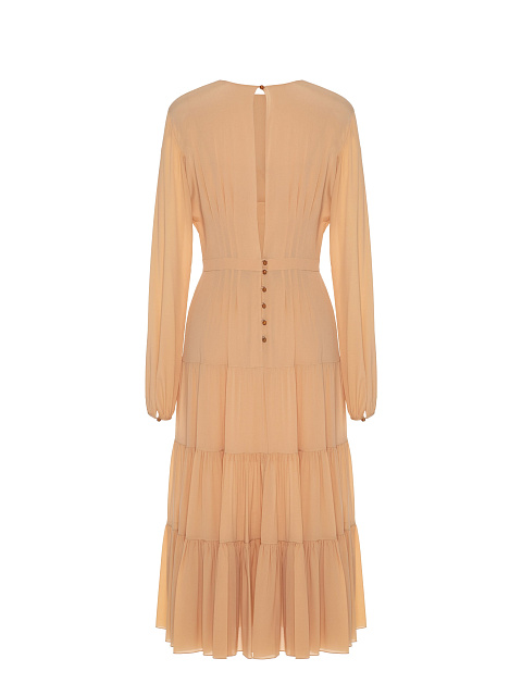Бежевое платье-миди из шифона, 2