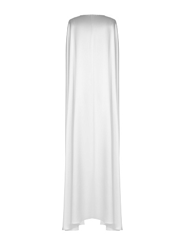 Белый шелковый кейп в пол со стразами, 2