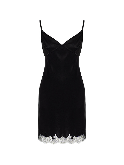 Черное платье-миди из шифона с кружевом и воланами, 3