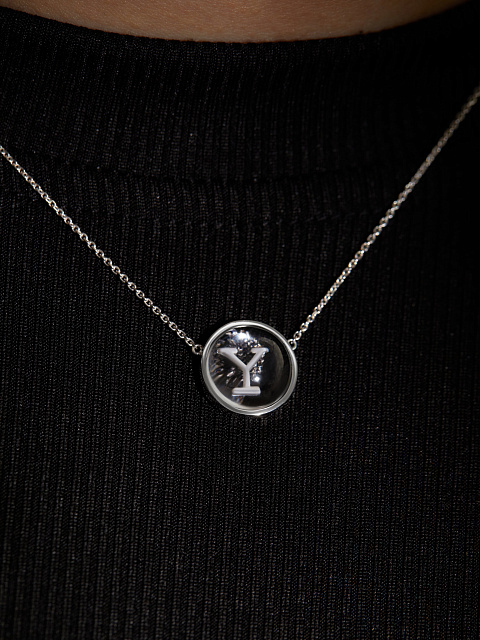 Колье с кулоном с буквой Y из белого золота с горным хрусталем, 2 Колье с кулоном с буквой Y из белого золота с горным хрусталем, 2