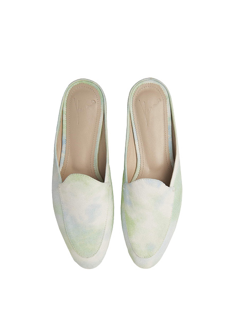 Зеленые мюли из вареного денима, 4