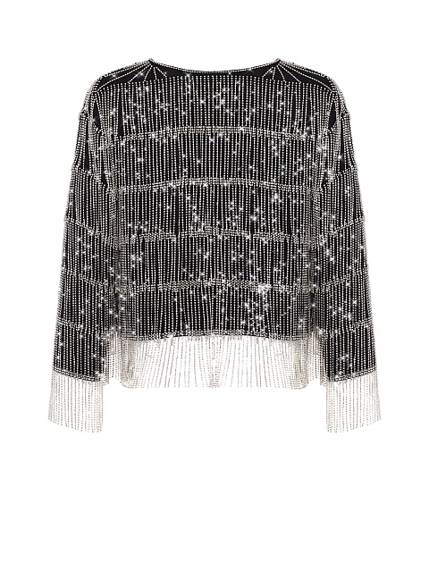 Черный жакет из шифона с бахромой из страз, 2 Черный жакет из шифона с бахромой из страз, 2