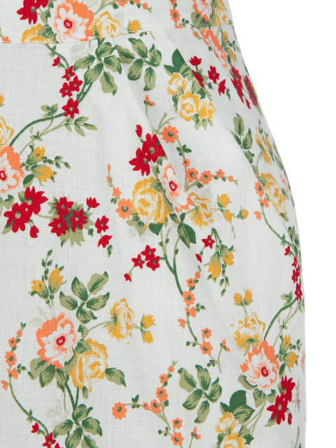 Белый льняной комплект с цветочным принтом, 5