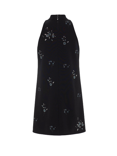 Черное платье-мини из шелка с кристаллами, 2