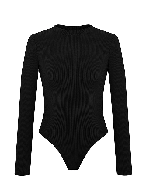 Черное боди с длинным рукавом и круглым вырезом, 1