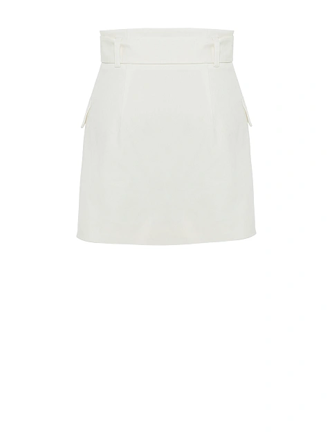 Белая юбка-мини с карманами, 2
