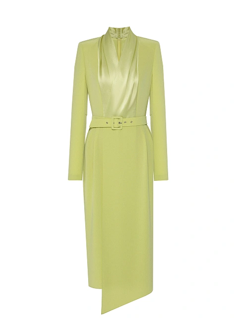 Салатовое платье-миди из шелка, 1