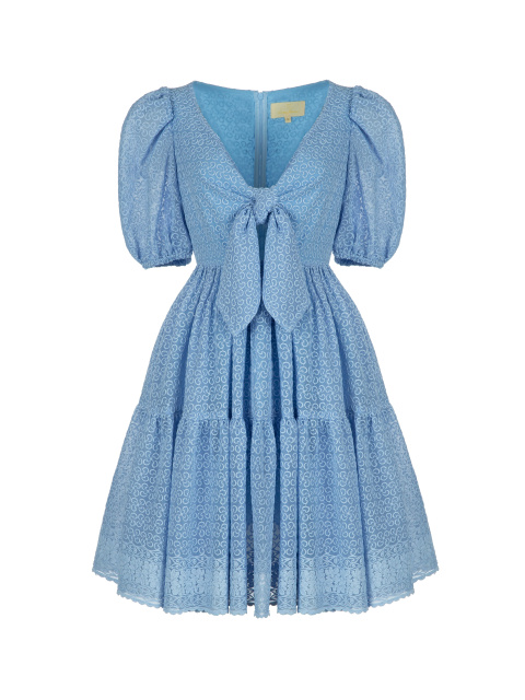 Голубое хлопковое платье-мини, 1