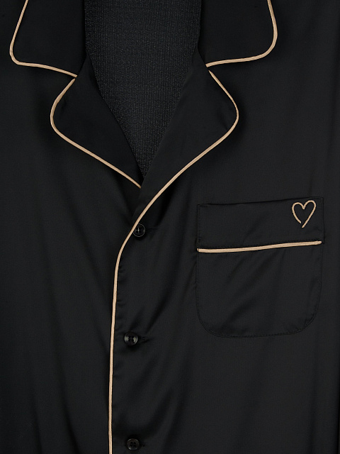 Черная шелковая пижама с бежевым кантом, 5