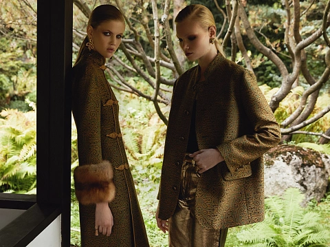 Однобортный жакет из желто-зеленого жаккарда, 5