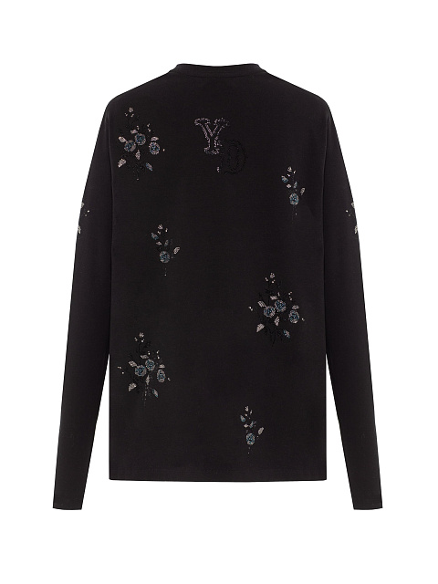 Черный хлопковый лонгслив со стразами, 2