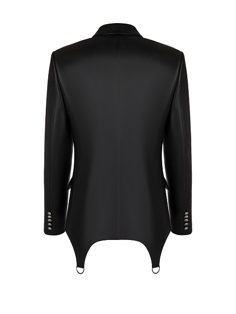 Черный кожаный жакет с фигурным низом, 2