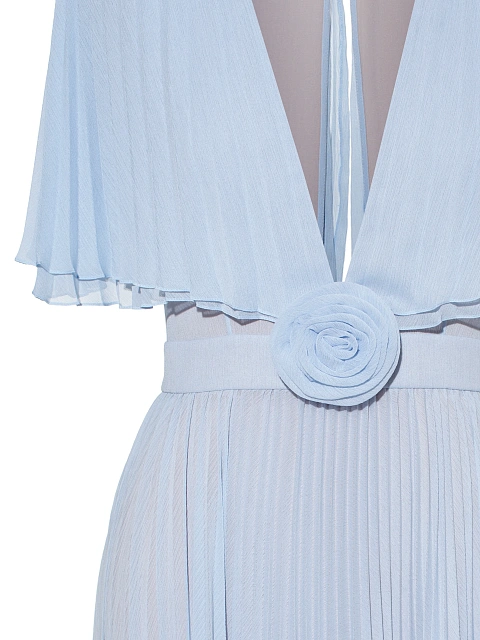 Голубое платье-макси из плиссированного шифона, 3