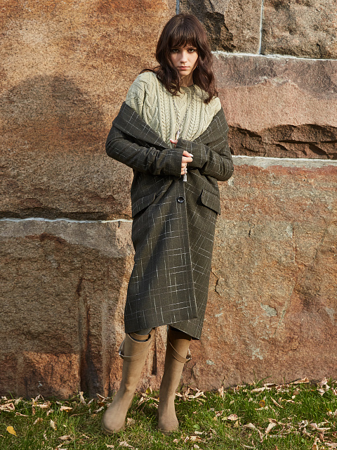 Зеленое пальто из шерсти с узором, 8 Зеленое пальто из шерсти с узором, 8