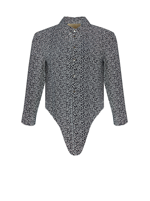 Черный костюм из платья-миди и рубашки с цветочным принтом, 4