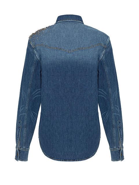 Синяя джинсовая рубашка с кристаллами и стразами, 2