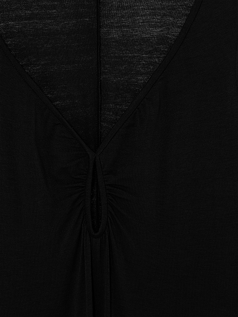 Черное трикотажное платье-макси с фигурным вырезом, 3