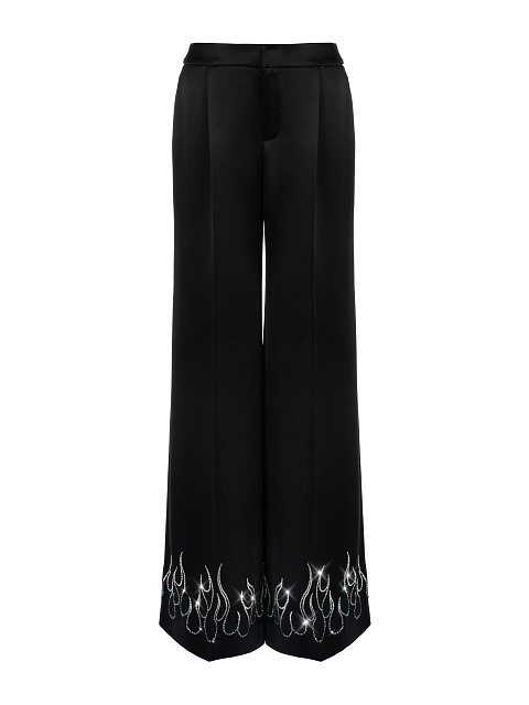 Черный шелковый костюм-двойка со стразами, 3