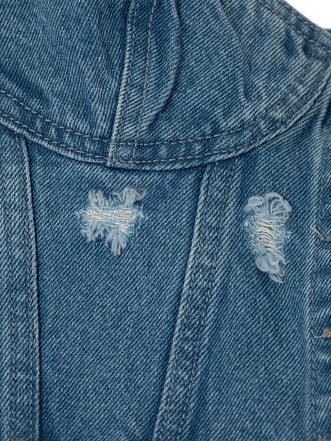 Синий топ из вареного денима с потертостями, 3