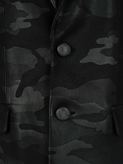 Черный жакет из кожи с камуфляжным принтом, 3