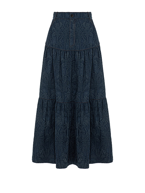 Синяя юбка-миди из жаккарда, 1