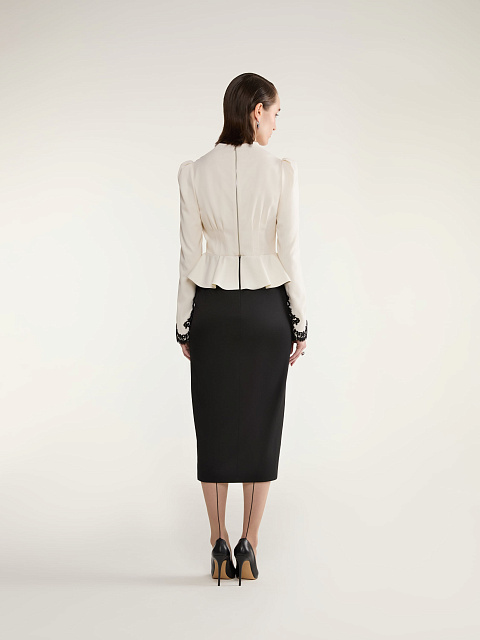 Черно-белое платье-миди с баской, 7 Черно-белое платье-миди с баской, 7