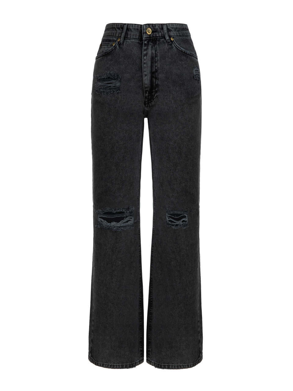 Расклешенные темно-серые джинсы из хлопка, 1