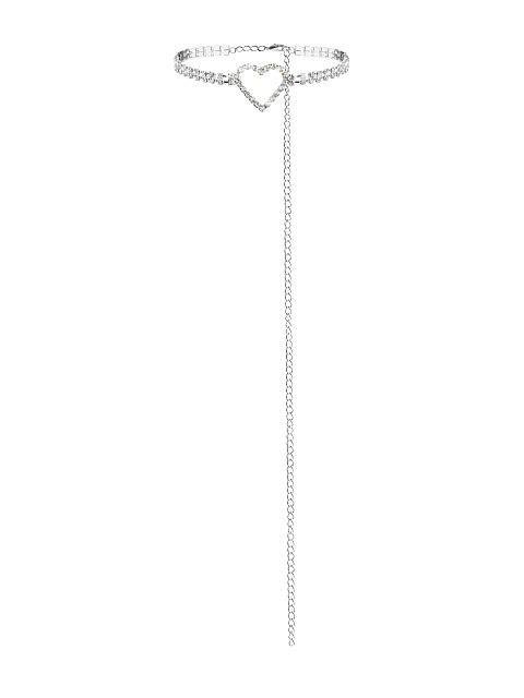 Серебристый чокер «Cердце» из страз, 2