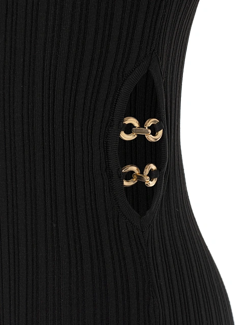 Черное вязаное платье-миди с вырезами по бокам, 3