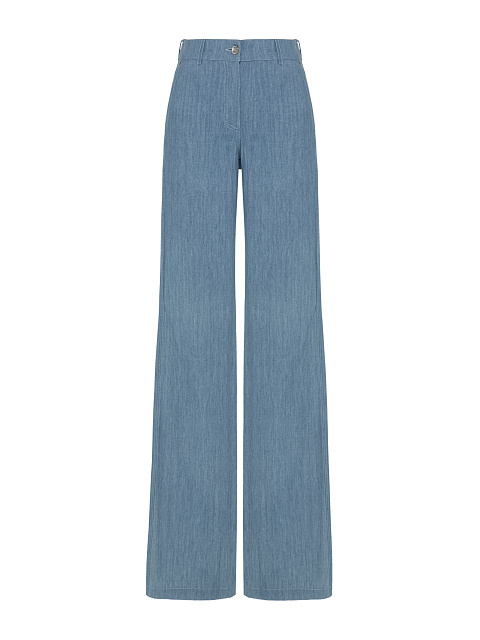 ​​Cеро-голубые расклешенные джинсы с вышивкой на карманах, 2