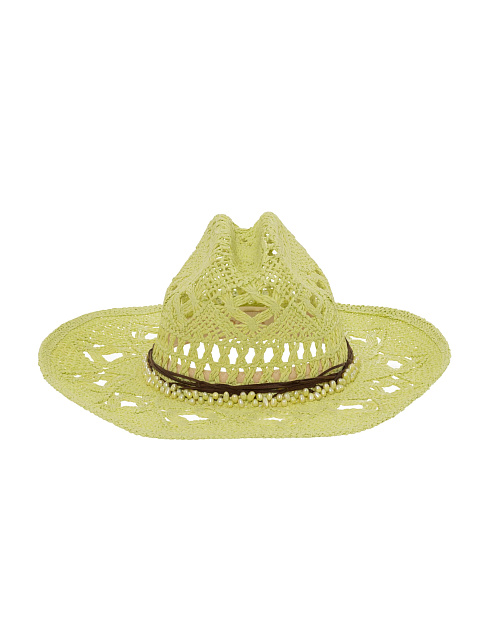 Салатовая соломенная шляпа с декором из жемчуга, 2