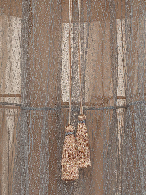 Бежевое платье-миди из сетки с завязками, 5 Бежевое платье-миди из сетки с завязками, 5