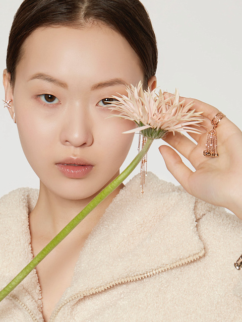 Кольцо-кисть из розового золота с дымчатым кварцем, 3