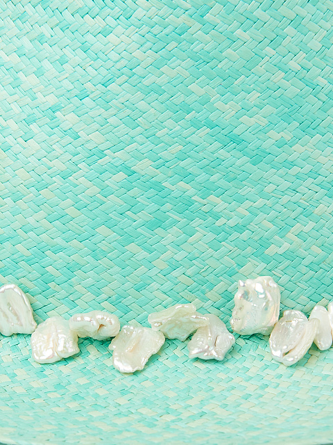 Соломенная шляпа мятного цвета с декором, 4 Соломенная шляпа мятного цвета с декором, 4