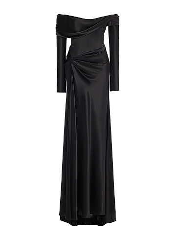 Черное платье-макси из триацетата, 1