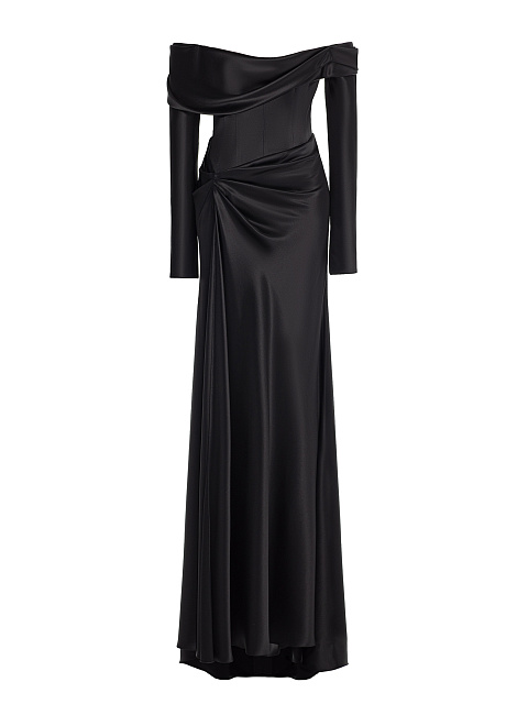 Черное платье-макси из триацетата, 1