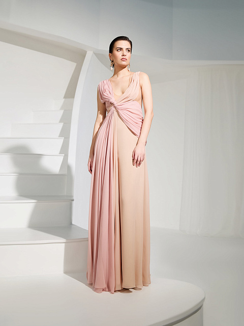 Платье-макси из шифона с драпировкой, 2