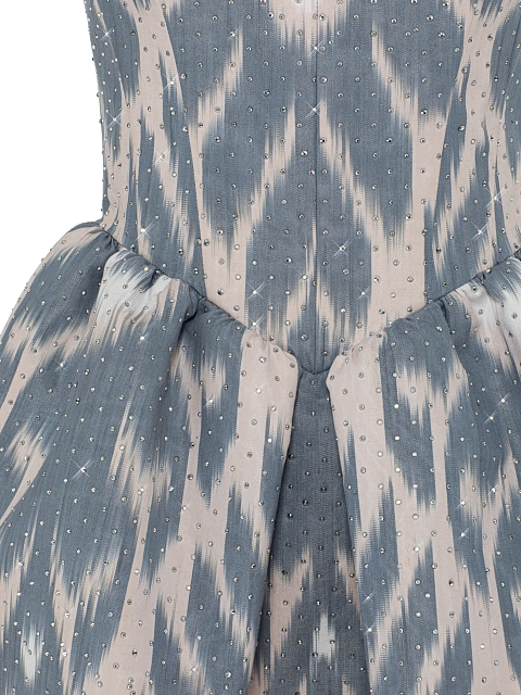 Голубое платье-мини с принтом икат, 4