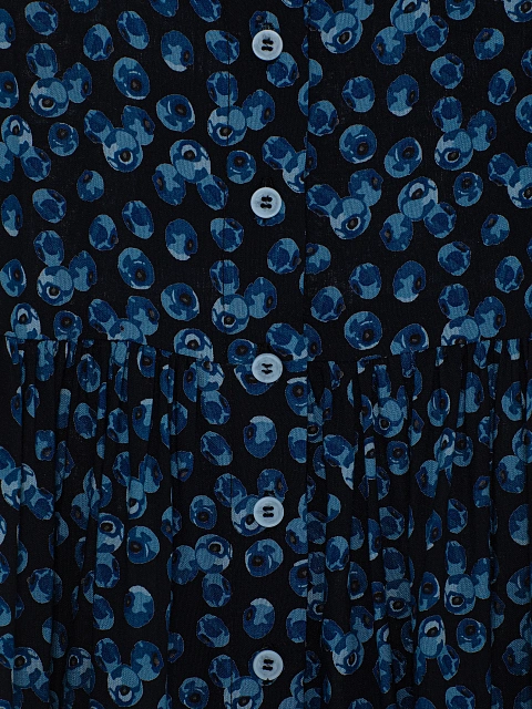 Синее детское платье с принтом и кружевным воротником, 4