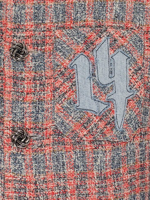 Красно-серый укороченный жакет из твида, 3 Красно-серый укороченный жакет из твида, 3