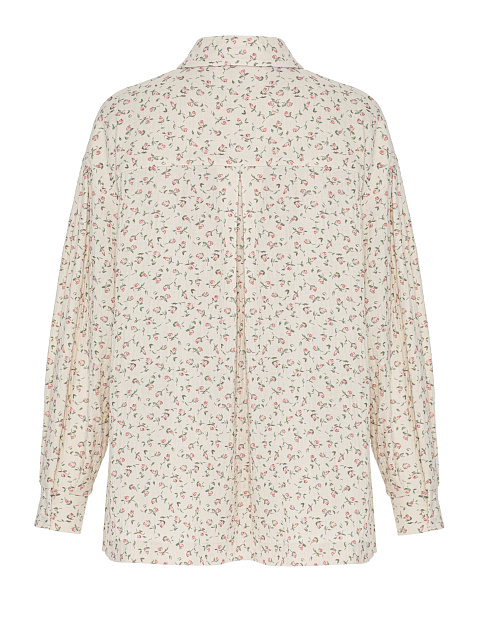 Бежевый костюм из муслина с розовым цветочным принтом, 4