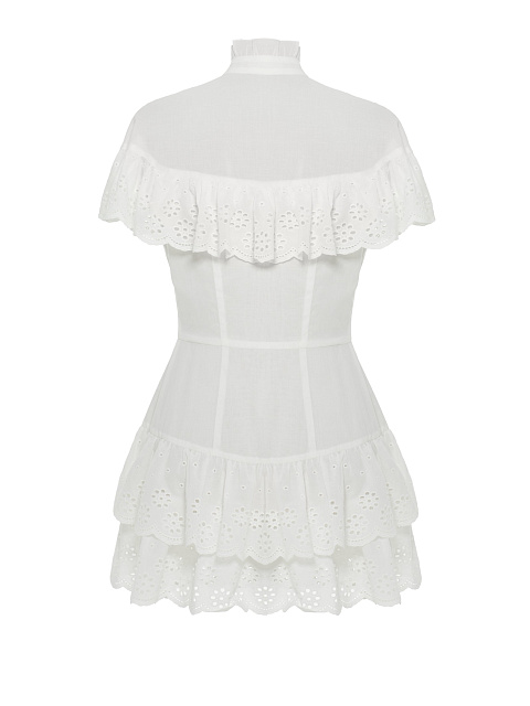 Белое хлопковое платье-мини, 4