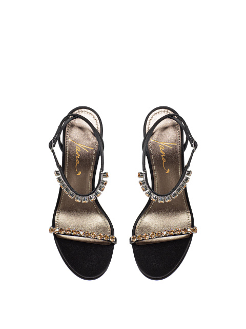 Черные босоножки из кожи со стразами, 4 Черные босоножки из кожи со стразами, 4