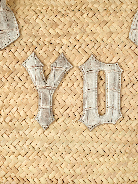 Плетеная соломенная сумка с отделкой из кожи крокодила, 4