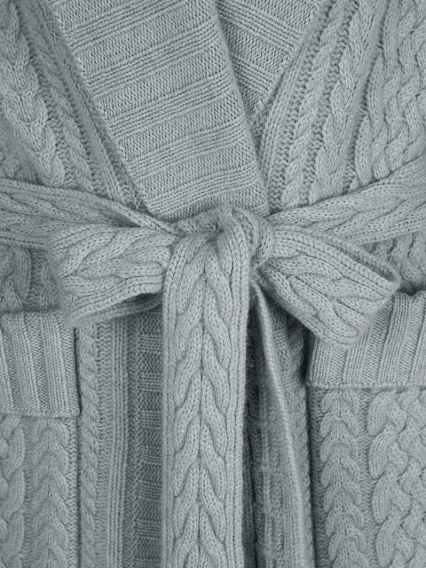 Серое вязаное пальто из шерсти мериноса и кашемира, 4