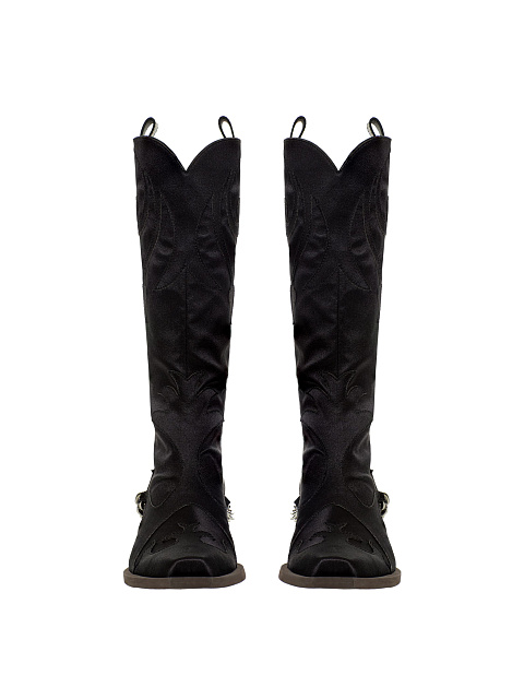 Черные казаки из сатина и замши с цепочкой, 2