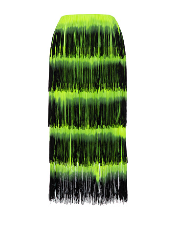 Желто-черная юбка-миди с бахромой, 1